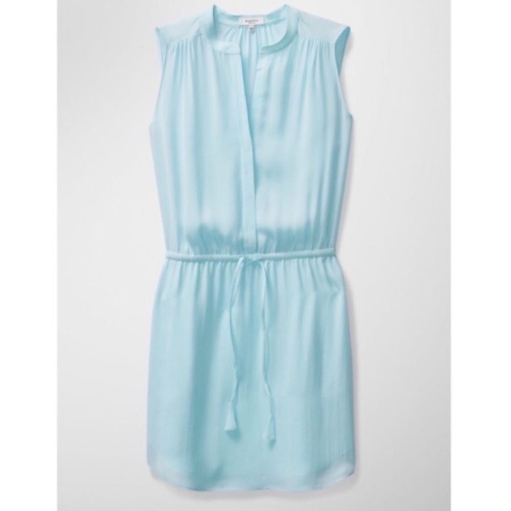Babaton Aritzia turquoise silk sleeveless dress